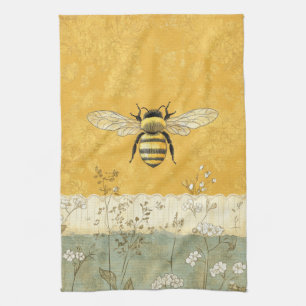 Paño De Cocina Jardín de flores silvestres de abeja de miel vinta
