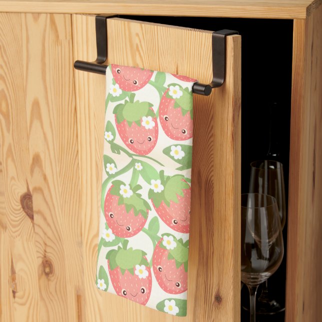 Paño De Cocina Jardín de Fresas Bonito (Pliegue de tercios)