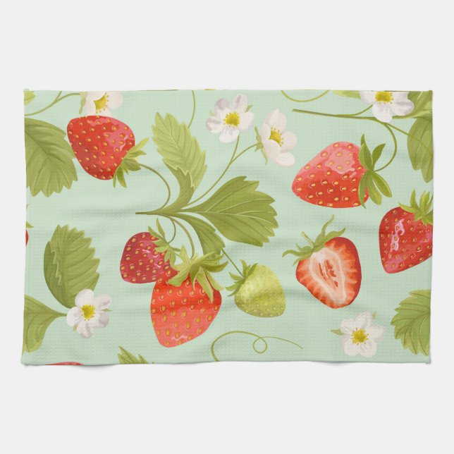 Paño De Cocina Jardín de Fresas Vintage  (Horizontal)