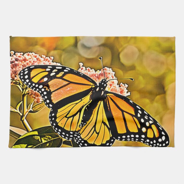 Paño De Cocina Jardín de Mariposas Monarca Arte (Horizontal)