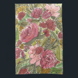 Paño De Cocina Jardín de primavera floral color arena rosa Bonito<br><div class="desc">Pintura original de flores claras color agua rosa con detalles de tinta. Perfecto para refrescar su espacio en primavera.</div>