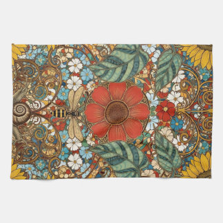 Paño De Cocina Jardín floral Art Nouveau – Girasoles, Abeja