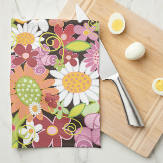 Paño De Cocina Jardín floral de las flores de primavera coloridas