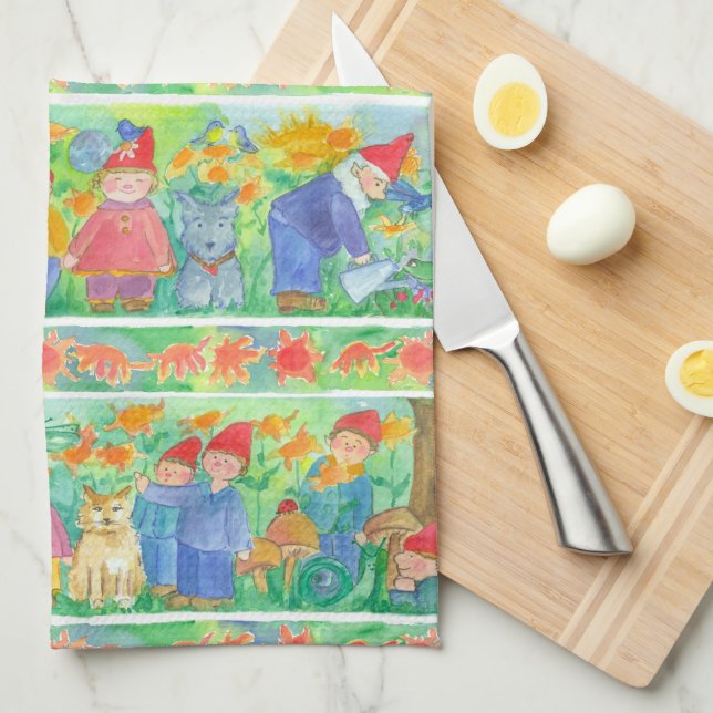 Paño De Cocina Jardín Gnome Pixie Play Turtle (Doblado Cuarto)