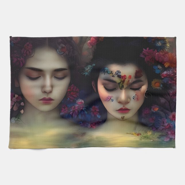 Paño De Cocina Jardín místico: Sueños Florales (Horizontal)