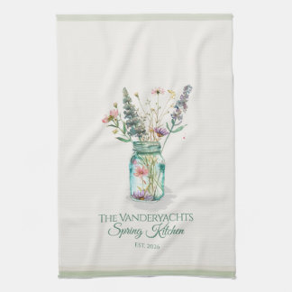 Paño De Cocina Jarra de Mason de flores silvestres personalizadas