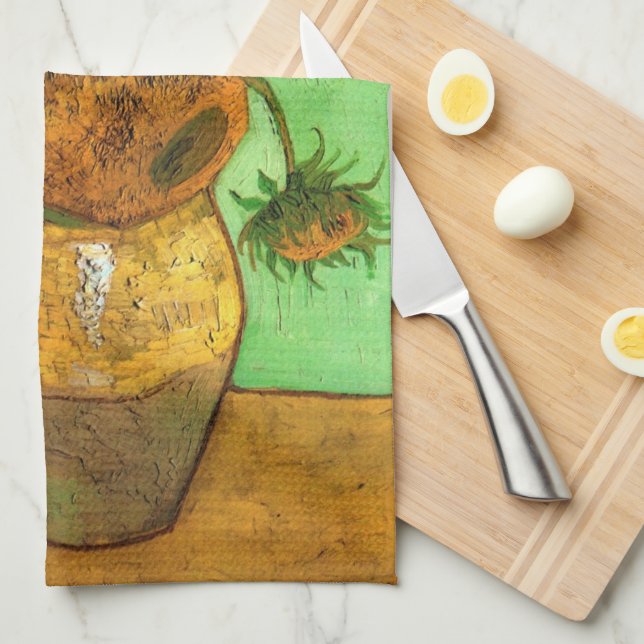 Paño De Cocina Jarrón con doce girasoles por Vincent van Gogh (Doblado Cuarto)