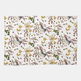 Paño De Cocina Jay azul, galletas, bayas rojas, regalos, invierno