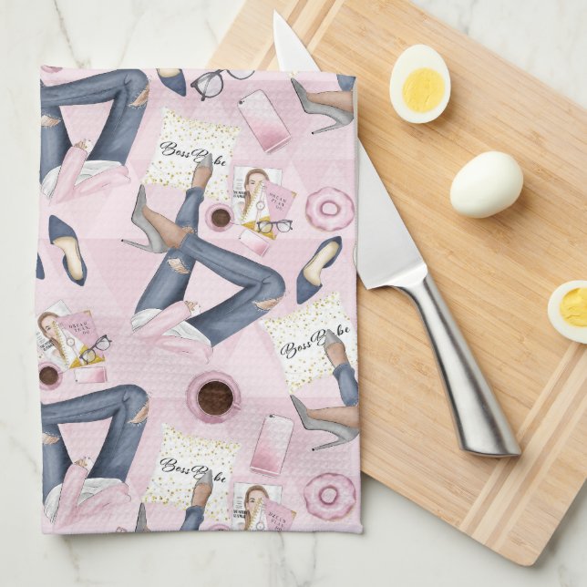 Paño De Cocina Jefe Chica Hand Drawn (Doblado Cuarto)