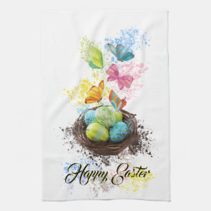 Paño De Cocina Jerarquía y mariposas de los huevos de Pascua del