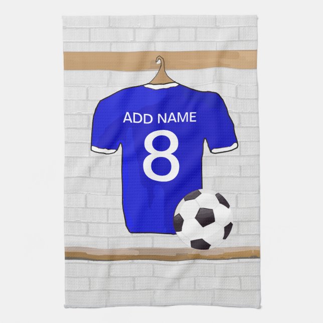 Paño De Cocina Jersey de fútbol blanco azul personalizado del (Vertical)