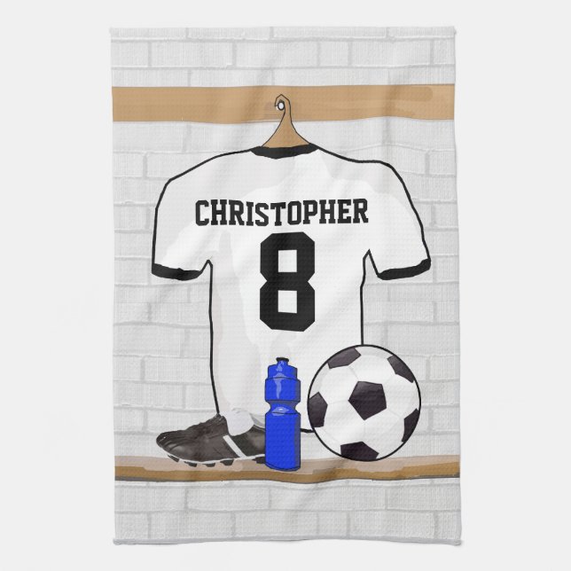 Paño De Cocina Jersey de fútbol negro blanco personalizado del (Vertical)