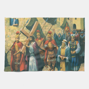 Paño De Cocina Jesucristo llevando la cruz a su crucifixión