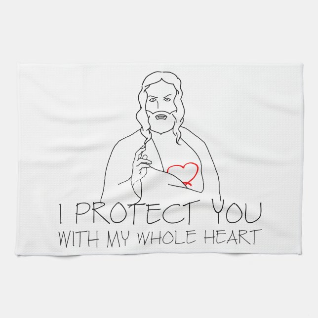 Paño De Cocina Jesucristo - Te Protejo (Horizontal)