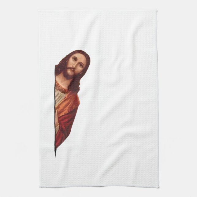 Paño De Cocina Jesús cristiano te está vigilando, Jesús lo vi (Vertical)