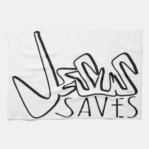 PAÑO DE COCINA JESUS SAVES GRAFFITI