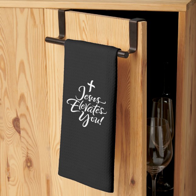 Paño De Cocina Jesús te eleva la letra de Cristo cristiano (Pliegue de tercios)