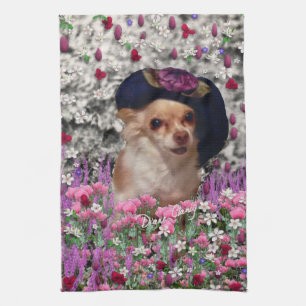 Paño De Cocina Ji en flores - perrito de la ji de la chihuahua en