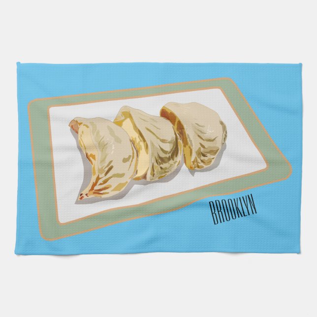 Paño De Cocina Jiaozi / ilustracion personalizado chino de bolas  (Horizontal)