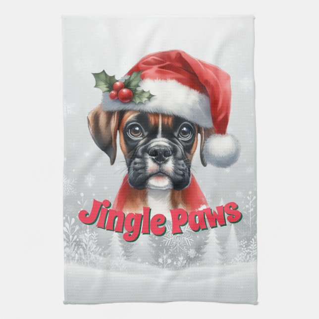 Paño De Cocina Jingle Paws y Boxer Dog Joy (Vertical)