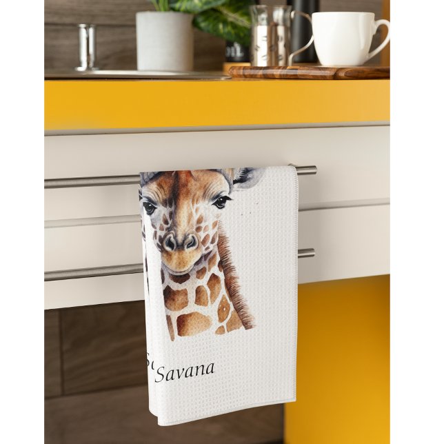 Paño De Cocina Jirafa con sombrero de invierno personalizable  (Subido por el creador)