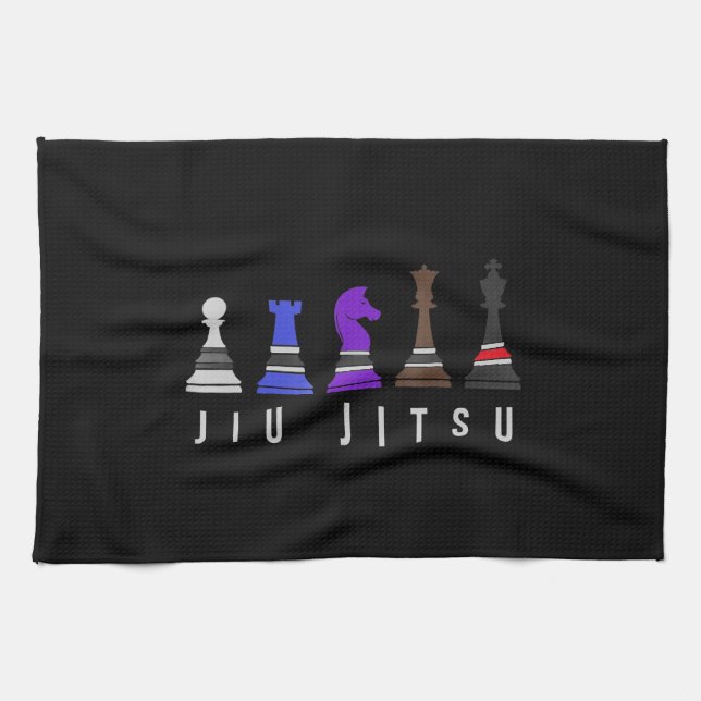 Paño De Cocina jiu jitsu    entrenando ajedrez, regalo bjj con te (Horizontal)