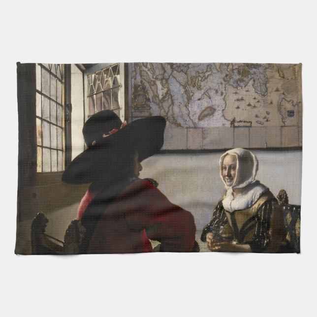 Paño De Cocina Johannes Vermeer - Funcionario con un Chica risibl (Horizontal)