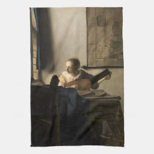 Paño De Cocina Johannes Vermeer - Joven mujer con un Lute