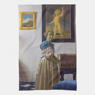 Paño De Cocina Johannes Vermeer - Lady de pie en un vírgen