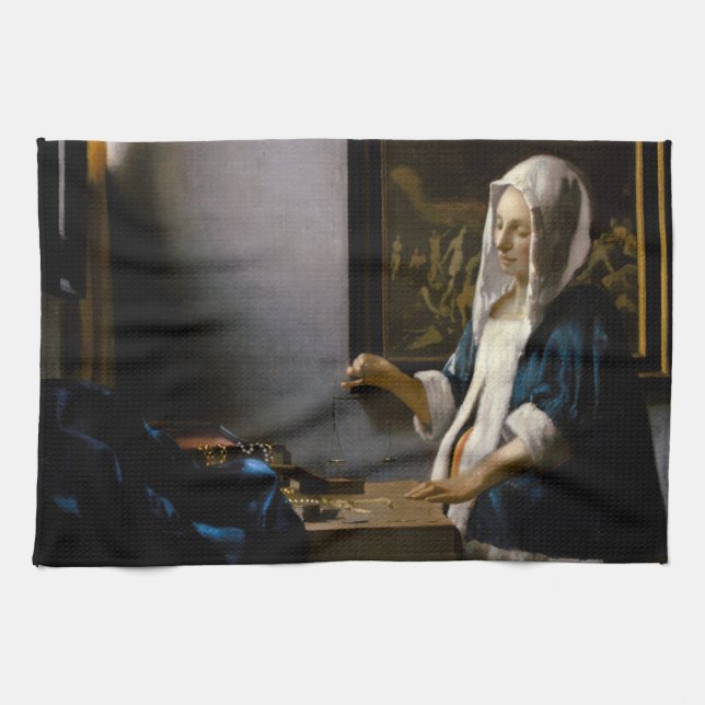 Paño De Cocina Johannes Vermeer - Mujer con equilibrio (Horizontal)