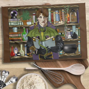 Paño De Cocina Joven Biblioteca de Libros de Fantasía de Brujos D