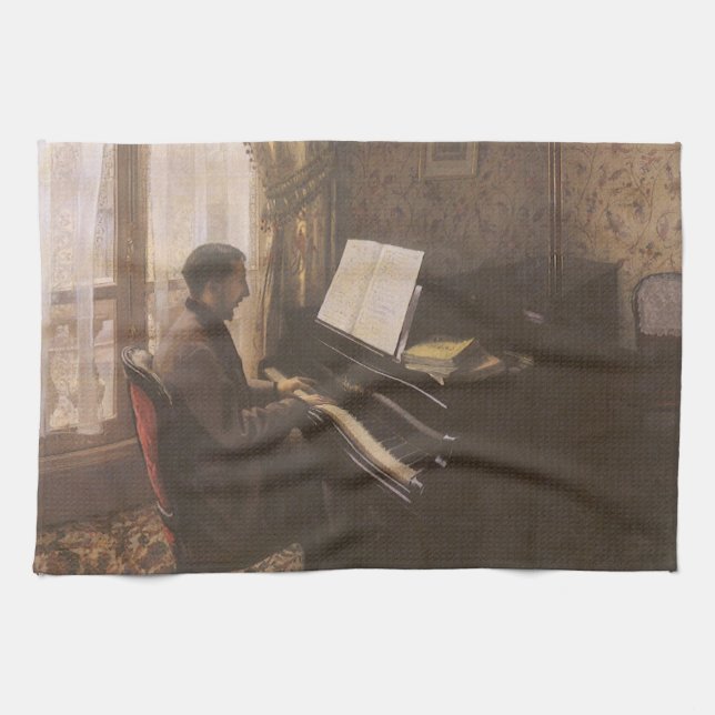 Paño De Cocina Joven jugando al piano por Gustave Caillebotte (Horizontal)
