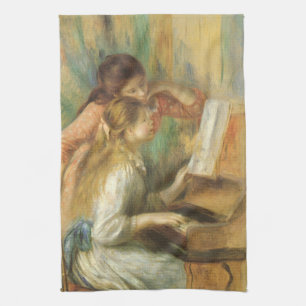 Paño De Cocina Jóvenes Chicas en Piano por Pierre Renoir