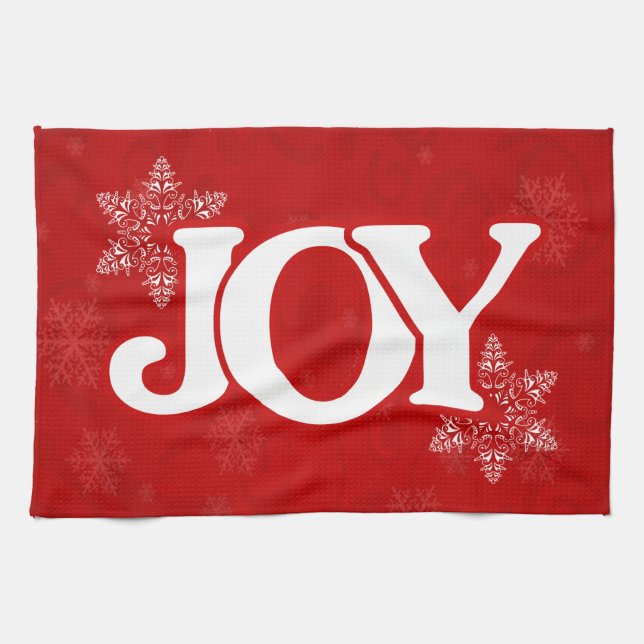 Paño De Cocina JOY Elegant Red Snowflake Pattern Navidades (Horizontal)