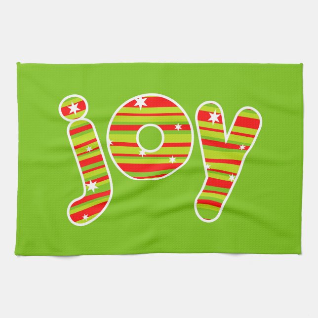 Paño De Cocina JOY en los Navidades, franjas rojas y verdes (Horizontal)