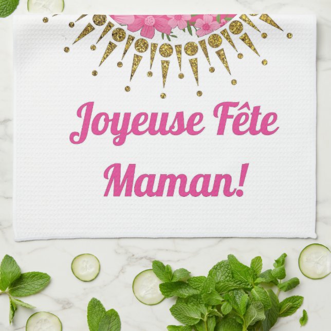 Paño De Cocina Joyeuse Fête Maman  (Doblado)
