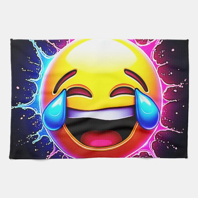 Paño De Cocina Joyful Splash: Laughing Emoji Art (Horizontal)