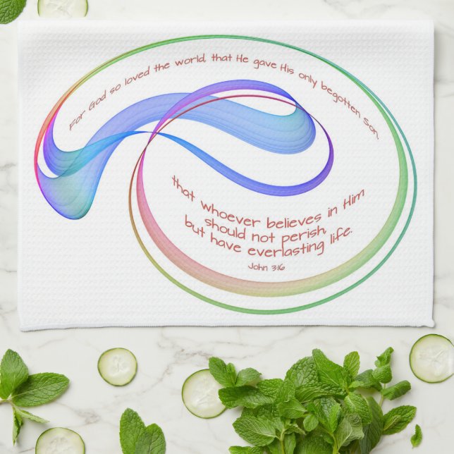 Paño De Cocina Juan 3:16 Por Dios tan querido el arcoiris Fractal (Doblado)