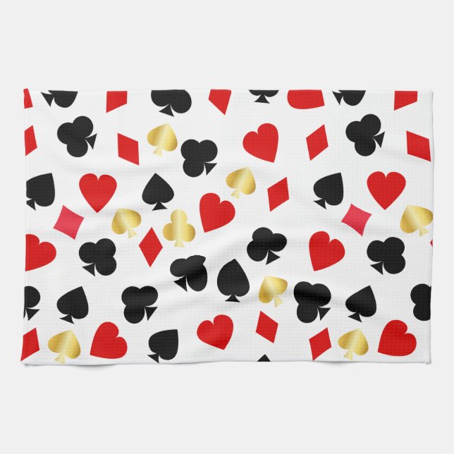 Paño De Cocina Juego de juego con tarjeta de casino rojo, negro y (Horizontal)