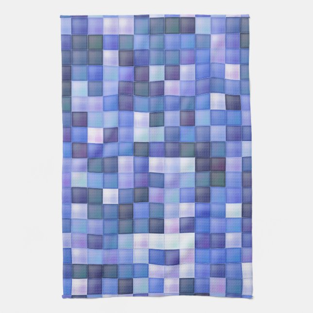 Paño De Cocina Juego de video Pixels Blue Square Pattern (Vertical)