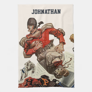 Paño De Cocina Jugador De Cuartos De Fútbol De Vintage