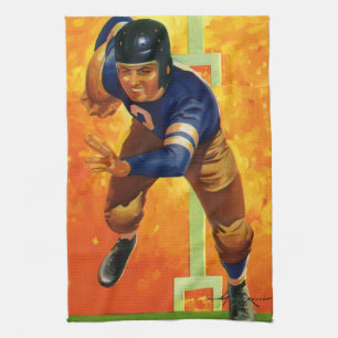 Paño De Cocina Jugador De Fútbol De Vintage Corriendo En Cuartos
