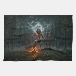Paño De Cocina Jugador de fútbol hombre lobo arte de terror de Ha