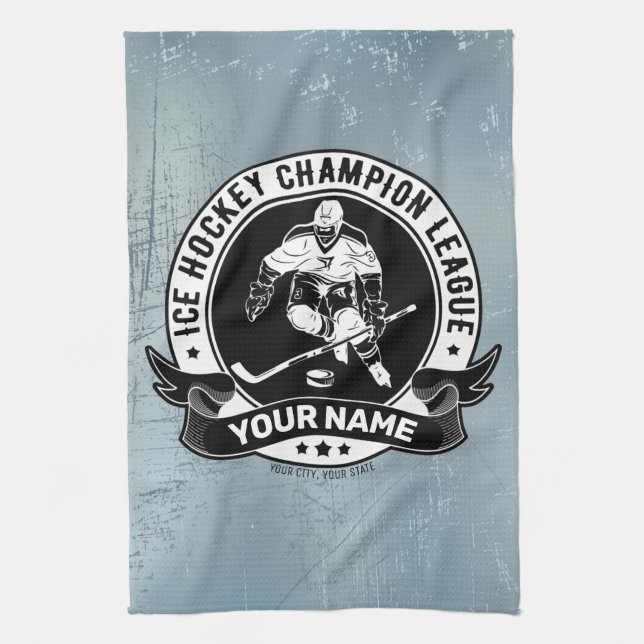 Paño De Cocina Jugador de hockey sobre hielo personalizado atleta (Vertical)