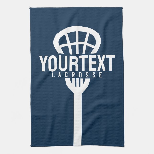 Paño De Cocina Jugador de Lacrosse TEXTO PERSONALIZADO Equipo Mal (Vertical)