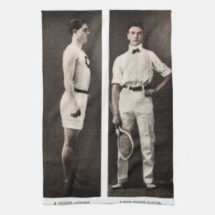 Paño De Cocina Jugador de Tenis Antiguo Atleta Profesional
