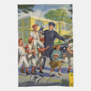 Paño De Cocina Jugadores de béisbol vintage y guardia de cruce de