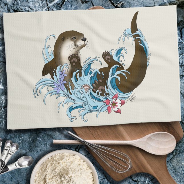 Paño De Cocina Juguuetón Azul Nutria de Río Caprichosa Salpicadur (Subido por el creador)