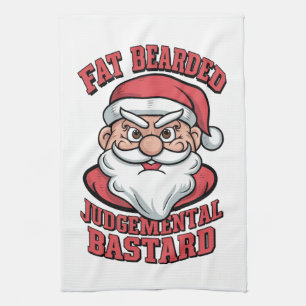 Paño De Cocina Juicio con barba de grasa Bastard Hilarious Santa