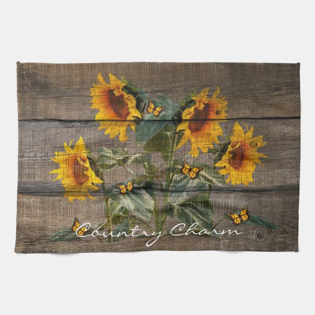Paño De Cocina Junta de Barniz de Mariposas Rusas Sunflower (Horizontal)